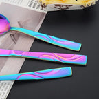 Rainbow Stainless Steel Flatware Set for 6, Ergonomic Silverware Set with Fork Spoon Knife, 30-piece Colorful Cutlery Tableware Set - Dishwasher Safe