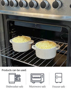 DELLING Soup Bowls with Handles Set of 6, 24 Oz Ceramic French Onion Soup Crocks Oven Safe - Large Soup Mugs for Chili Stew Cereal, Microwave Dishwasher Safe, White