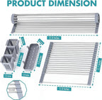Havenity™ Expandable Roll Up Dish Drying Rack for Small Sinks - Expandable 12.8 to 22.8 Inch Over Sink Rack, Fits Apartments, RVs and Office Kitchens, Stainless Steel, 2 Baskets