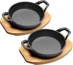 HOME DISTRICT Cast Iron Ramekin Set Oven Safe Mini Skillets Bakeware Bowls Casserole Pots, 6.5" x 1 1/2", 12 oz - 2 PC Set