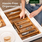 keechee 6-Piece Bamboo Drawer Organizer Set, 2.2" Deep Multi-Use Organizers for Utensils, Silverware, Cutlery, Desk, Bathroom, Junk Drawer & Makeup, Non-Slip Feet Included.