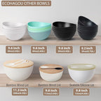 10” Bamboo Fiber Large Salad Serving Bowl Set with Wooden Lid & Servers, 3.5Qt Big Bowl with Utensils for Mixing Salad,Fruit,Pasta,Lightweight & Dishwasher Safe, Ideal Gift for Home - Matte White