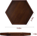 Hexagon Serving Trays & Platters, 11.8" Charcuterie Platter, Cafeteria Trays, Hexagon Wooden Ottoman Tray, Food Serving Boards Table Plates for Family Dinner Eating Parties