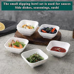Kyraton Dip Bowls Set 6pcs 6oz, White Plastic Dipping Bowls Soy Sauce Plate for Side Dishes, Condiment Server for Tomato Sauce, Ketchup, Vinegar, BBQ and Party Dinner, Mini Appetizer Plates.