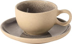 Gibson Elite Manila Bay 8-Piece Stoneware 5 oz Cup and Saucer Set, Reactive Glaze Espresso & Coffee Cups with Saucers, Assorted Colors