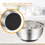 Wildone Mixing Bowls with Airtight Lids Set, 5PCS Stainless Steel Nesting Bowls for Kitchen, with Grater Attachments & Non-Slip Bottoms, Size 5, 3, 2, 1.5, 0.63 QT, Great for Mixing & Serving