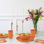 28-Piece Wheat Straw Dinnerware Sets, Microwave & Dishwasher Safe Unbreakable Dinnerware Set, Reusable Dishware Sets, Lightweight Camping Dishes, Plates, Cups, Cereal Bowls for 4(Orange)