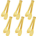 JCREN Serving Tongs 6 Pack Stainless Steel Buffet Tongs Kitchen Tongs, Small Tongs Gold Tongs Serving Utensils for Party Catering, Gold,7 Inch
