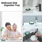 MicoYang Silicone Bathroom Soap Dishes with Drain Spout-Bathroom and Kitchen Sink Organizer,Sponge Holder,Dish Soap Tray,Perfect for Dispenser,Scrubber,Bottle,Cup on Sink or Counter-Green 4.9"×3.2"