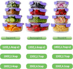 HOMBERKING 24pc Glass Food Storage Containers with Lids, Glass Meal Prep Containers, Airtight Bento Boxes, BPA Free & Leak Proof, Pantry Kitchen Storage(12 lids & 12 Containers) - Purple