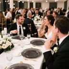 DaYammi 350PCS Clear Black and Gold Plastic Dinnerware Set for Party, Hammered Disposable Plates for Party, Include: 50 Dinner Plates, 50 Dessert Plates 150 Gold Silverware 50 Napkins 50 Cups