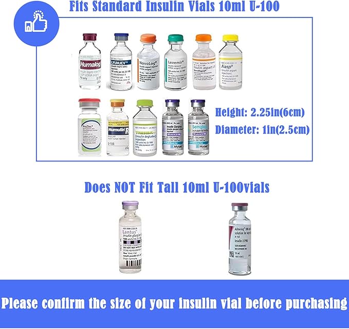 Insulin Fridge Holder Storage Case Insulin Vial Protector Holder Insulin Cooler Travel Case Organizer Fits Standard 10ml U-100 Vials,15-Slot,Black (15 Slots)
