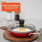 IMUSA Mini Fry Pan 5.8” Nonstick Skillet, Caribbean Red Ceramic Egg Pan with Glass Lid, Small Aluminum Cookware for Single Servings, PFAS Free