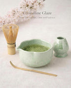 Matcha Whisk Set, 4-Piece Matcha Kit with Ceramic Matcha Bowl, Bamboo Whisk, Whisk Holder, scroop - Complete Matcha Tea Set Perfect for Beginners & Matcha Lovers Light Green