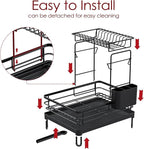 Sakugi Dish Drying Rack - X-Large Stainless Steel Dish Rack for Kitchen Counter, 2-Tier Kitchen Organizers and Storage for Dishes, Bowls, Cutlery, Black