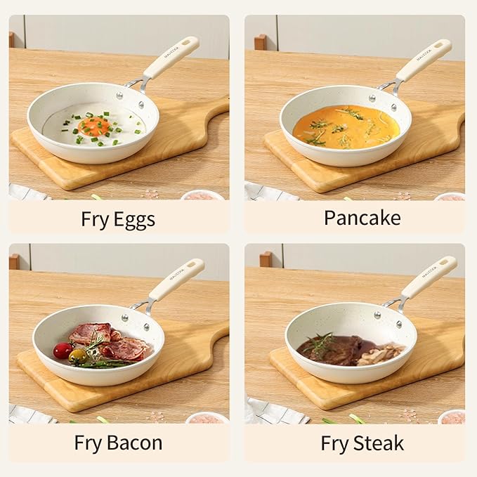 Egg Pan, 8 Inch Omelette Pan Nonstick Skillet,Small Non Stick Frying Egg Pan,Medical Stone Coating Cookware, Induction Skillet for Eggs, PFOA Free Cookware (20 cm)