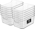 12 Pack Plastic Storage Bins, Clear Pantry Organizers and Storage, Multi-Use Organizer Bins for Kitchen, Office, Fridge, Cabinet and Shelf Organization