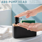 RQYIXI Black Soap Dispenser with Sponge Holder Ceramic Hand and Dish Soap Dispenser 17oz for Kitchen Bathroom
