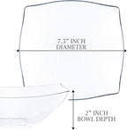 PLASTICPRO Disposable 32 ounce Square Serving Bowls, Party Snack or Salad Bowl, Medium, Plastic Crystal Clear Pack of 4