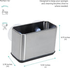 Kitchen Details Cup Sponge Holder/Basket, Space-Saving, Perfect for Kitchen or Bathroom, Sleek, in Stainless Steel Suction Sink Caddy (4192-SS)