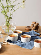 LE TAUCI Ramekins 4 oz Oven Safe for Creme Brulee, Charcuterie Boards Bowls for Souffle, Small Sauce Bowl, Ceramic Baking Dishes - 3.8 inch, Set of 4, Arctic White