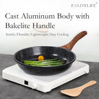 ESLITE LIFE Nonstick Ceramic Frying Pans Skillets Set, Non-Toxic Egg Omelette Kitchen Cooking Pans Compatible with All Stovetops (Gas, Electric & Induction), PTFE & PFOA Free (Black)