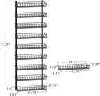 SWOMMOLY Adjustable Wall Mount Spice Rack, 9-Tier Dual-use (Multi-use) Organizer, Black