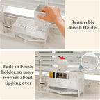 TIDIIABODE Sponge Holder for Kitchen Sink, Acrylic Sink Caddy Organizer with Removable Brush Holder, Countertop Soap Dispenser Organizer with Marble Texture, Kitchen Organizers Storage, White