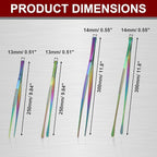 12 Inch & 10 Inch Fine Long Tweezers Tongs Stainless Steel, Rainbow Professional Kitchen Tweezers Tongs for Cooking, BBQ, Plating, Repairing (Pack of 4)