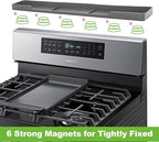 30 Inch Magnetic Stove Top Shelf | 3-Zone Kitchen Organizer with Anti-Slip & Anti-Fall Design | Heat Resistant (-40°F to 446°F) Food-Grade Silicone Spice Rack for Flat Stoves-Grey