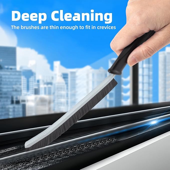 TQRR Hard Bristle Crevice Cleaning Brush-Thin Gap Scrub Brush, Small Cleaning Brush, Grout Brush, Kitchen Brush, Cleaning Tools for Toilet, Bathroom, Sink, Home, Household, Window (6, Light Blue)
