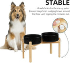 Havniva Ceramic Raised Double Bowls Set with Stand, Food & Water Bowls for Large Breed Dogs, Weighted Dog Dishes, Pet Bowl(8.2'',60OZ, Black)