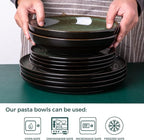 LERATIO 9.0" Pasta Bowls,38oz Ceramic Pasta Bowls,Reactive Glaze Pasta Bowl Set of 4,Microwave & Dishwasher,Oven Safe,Large Wide Serving Bowls for Salad, Dessert,Scratch Resistant-Green