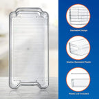 NutriChef Refrigerator Organizer Bins 6-Piece - Plastic Storage Bins with Egg Holder - For Fridge, Freezer, Kitchen, Cabinet, Countertops, Pantry - Stackable Food & Drink Containers, 14.5"x7" - Clear