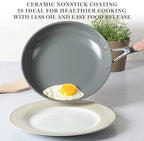 Martha Stewart Delaroux 10 Piece Stainless Steel Pots and Pans Kitchen Cookware Set w/PFAs Free Premium Nonstick Ceramic Interior