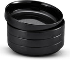 KooK Pasta Bowl, Bowl Plate, Low Bowl, Plate Bowls, Ceramic Large Shallow Bowls, Microwave and Dishwasher Safe, Great for Soups and Salads, Glossy Porcelain, 47 oz, Set of 4, Black