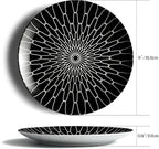 10-Inch Dinner Plates Set of 6, Black and White Grid Ceramic Plates, Large Checkerboard Design for Main Course, Restaurant-Style, Microwave & Oven Safe