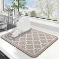 WISELIFE Dish Drying Mat Super Absorbent Drying Mat Large Dish Drying Mats for Kitchen Counter Easy Clean Dish Mat Kitchen Drying Mat15"x 18" Stylish Khaki