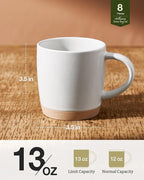 famiware Coffee Mugs for 8, 13 oz Mug Set, Dringking Cup with Handle for Coffee, Tea, Cocoa, Milk, Milkyway Serise, White