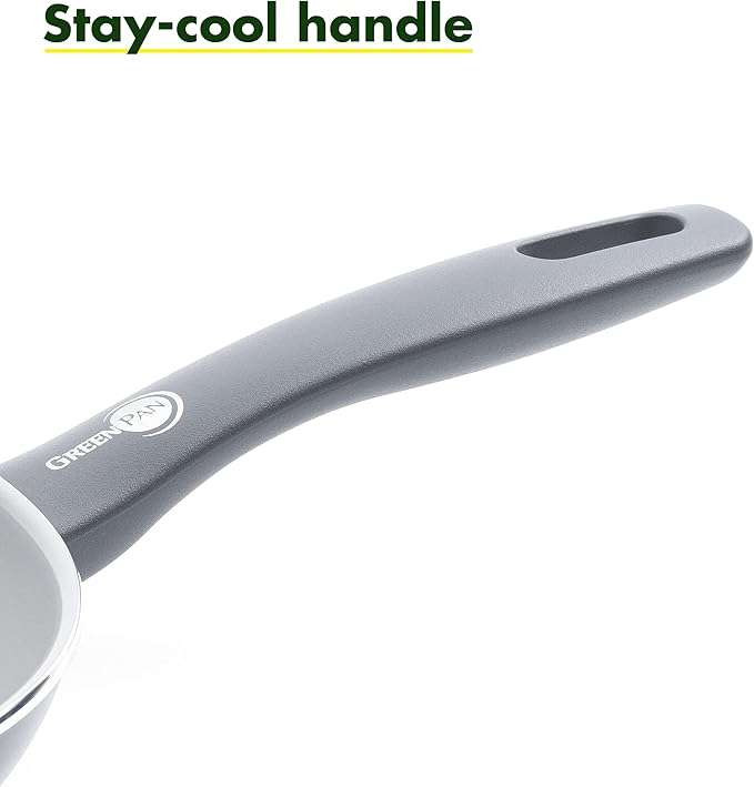 GreenPan Dover Healthy Ceramic Nonstick, 12" Frying Pan Skillet, PFAS-Free, Dishwasher Safe, Comfort Grip Handle, Grey