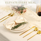 Astercook 24-Piece Gold Silverware Set with Steak Knives Flatware Set for 4 Food-Grade Stainless Steel Cutlery Set Mirror Polished Utensils Set Include Spoons and Forks for Home Kitchen Restaurant