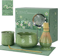 ZENS Matcha Whisk Set, 7pcs Matcha Set Includes Emerald Green Bowl and Matcha Cup, Bamboo Whisk & Scoop, Chasen Holder, 304 Sifter, Tea Mat, Matcha Kit for Latte Making