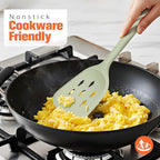 Large Silicone Utensils Set of 7 for Cooking,No Scratch for Nonstick Cookware,Pasta Server,Spaghetti Spoon,Slotted Spoon&Spatula,Solid Spoon&Spatula,Skimmer,Soup Ladle BPA Free Heat Resistant (Green)