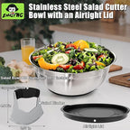 ZMCYNG Salad Chopper Bowl - Stainless Steel Salad Chopping Bowl, Sala d Chopper Bowl and Cutter with Lid, Chef Grade Salad- Chopper Blade and Bowl, Mezzaluna Mincing Knife, Super-fast Sala d Prep