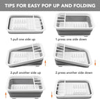 Tiawudi Collapsible Dish Drying Rack, Pop Up Dinnerware Drainer, Portable Plate Organizer for Kitchen RV Campers Travel Trailer, Space Saving Kitchen Storage Tray