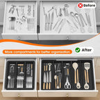 Silverware Organizer, Expandable Utensil Drawer Organizer for Kitchen Drawers, Kitchen Drawer Organizer for Spoons/Forks/Knives, Multipurpose & BPA Free Cutlery Tray, Black, 2 Pack