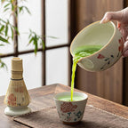 Matcha Set, Matcha Whisk Set Includes Hand-Drawn Matcha Bowl with Spout, Bamboo Whisk, Matcha Whisk Holder, Bamboo Scoop, Sifter - 5pcs Perfect Matcha Kit for Matcha Tea Ceremony