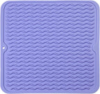 MicoYang Silicone Dish Drying Mat for Multiple Usage,Easy clean,Eco-friendly,Heat-resistant Silicone Mat for Kitchen Counter or Sink,Refrigerator or Drawer liner Light Purple M 12 inches x 12 inches