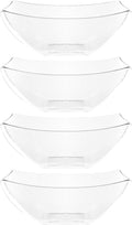 PLASTICPRO Disposable Square Serving Bowls, Party Snack or Salad Bowl, Plastic Clear or White Pack of 4 (16 OUNCE, Clear)
