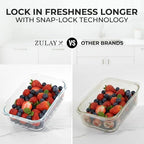 Zulay Kitchen 5 Piece Large 36oz Glass Tupperware Container Set with Lids - Premium BPA Free Borosilicate Glass Food Storage Containers - Leak-Proof Meal Prep - Microwave, Freezer & Oven Safe - Gray